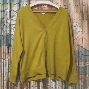 Candace Cameron Bure Button-Down Surfside Cardigan Sweater, Chartreuse, XL